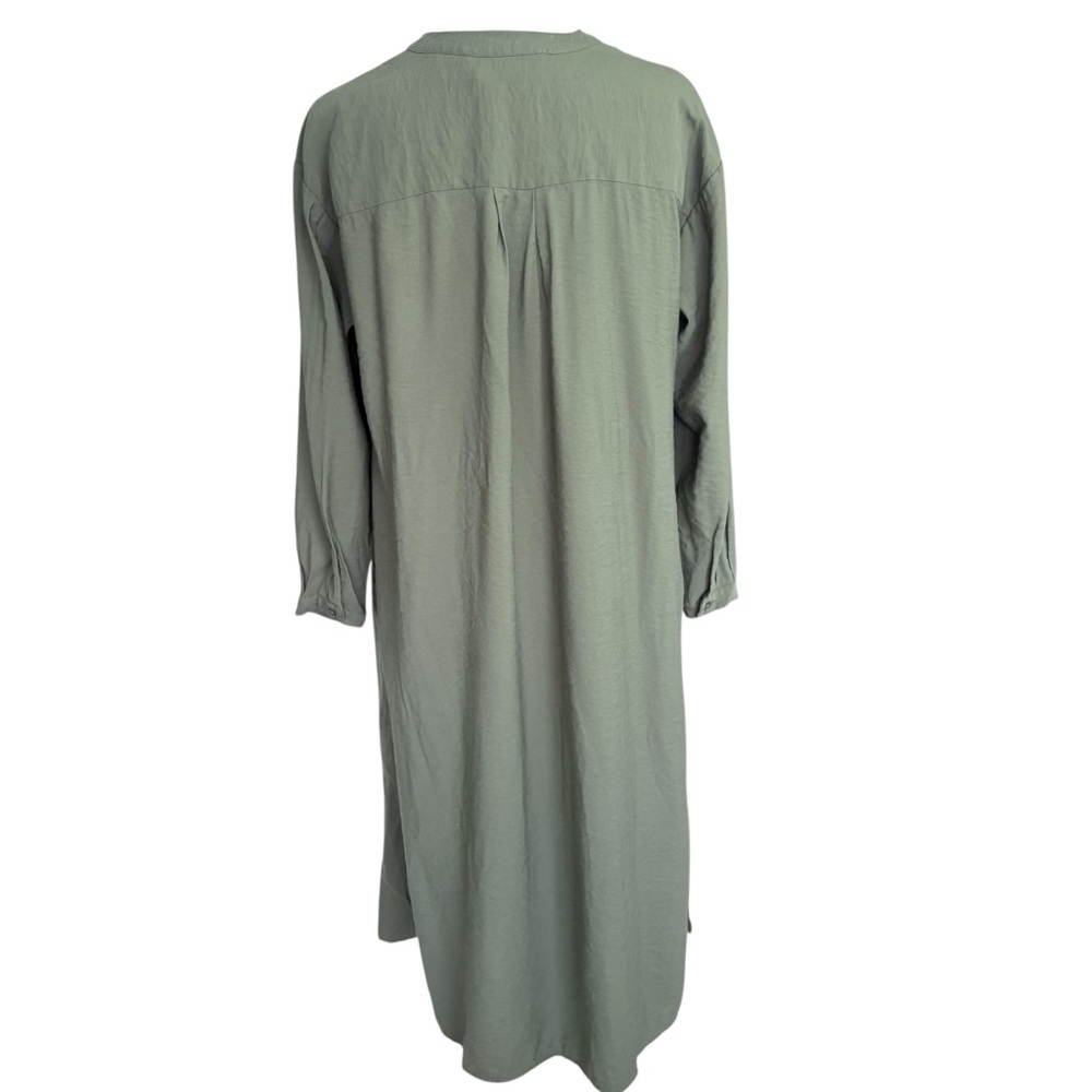 Banana Republic Button-Down Long Sleeve Maxi Kaftan Dress in Olive Green XS Tall - Picture 4 of 9